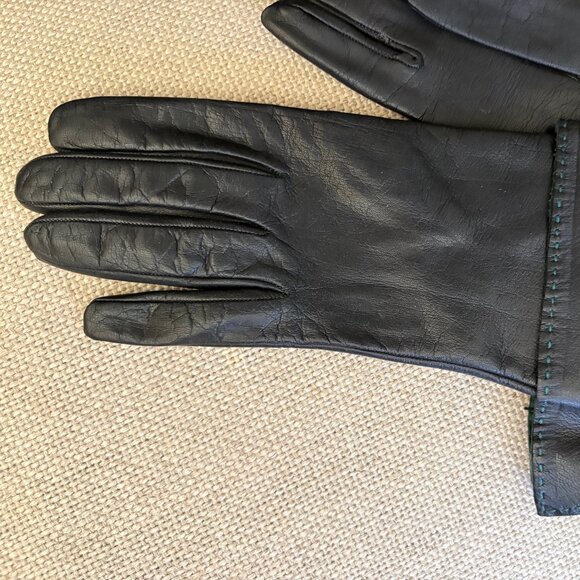 LEATHER Hand-Stitch Made in ITALY Paloma PALOMA PICASSO Gloves w/LEATHER CUFFS - Picture 3 of 16